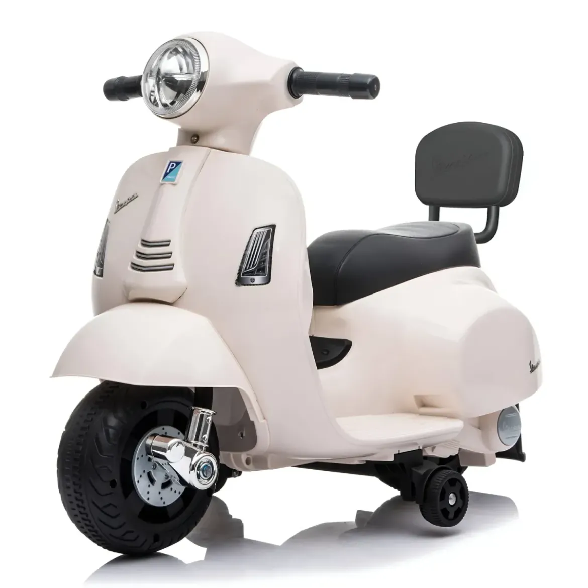 Vespa Elettrica per Bambini Mini GTS 7,2V Bianco Poggiatesta e Clacson