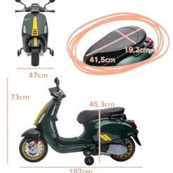Vespa Sprint Elettrica per Bambini 12V Verde Luci LED Moto Scooter