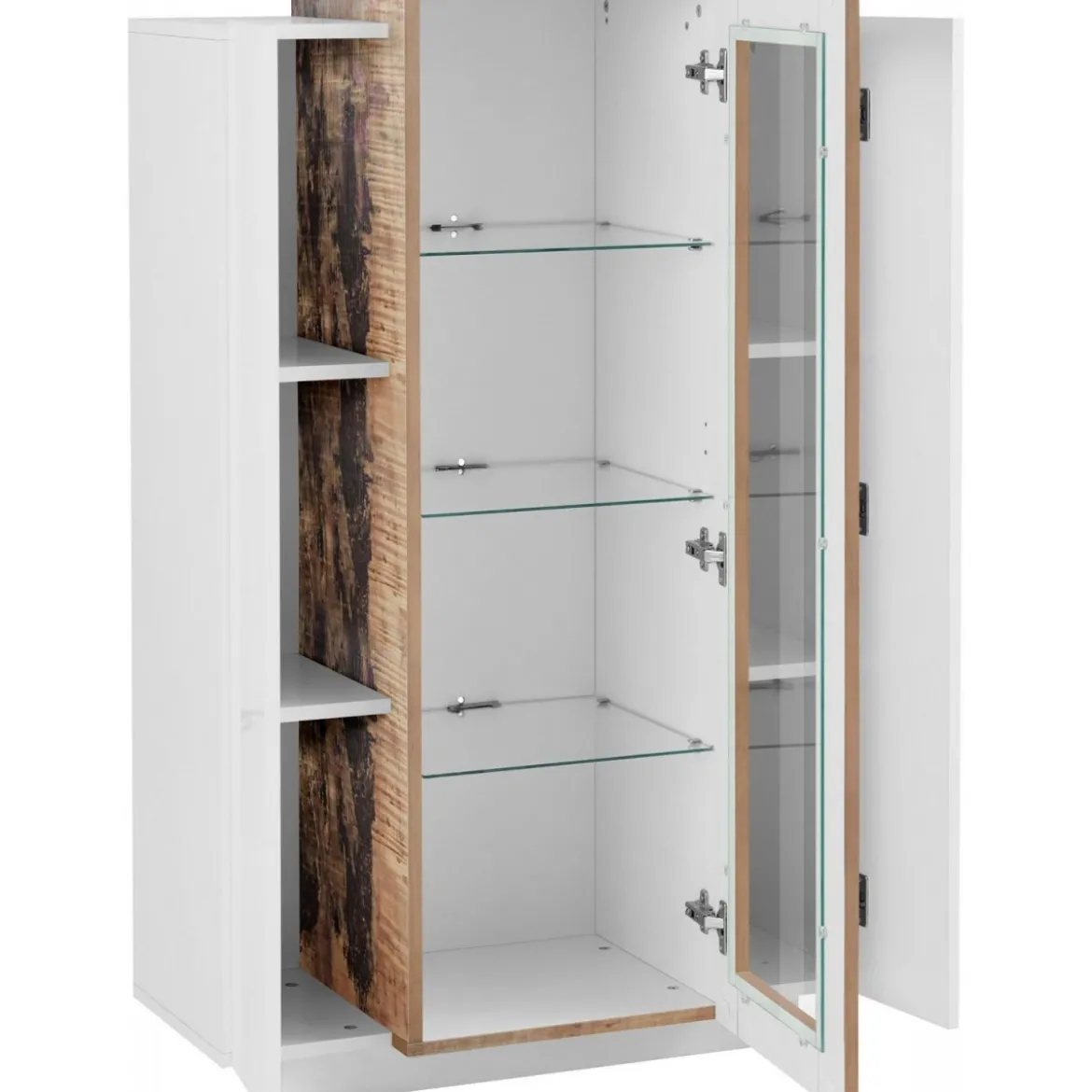 Vetrina Bianco e Acero con 3 Ante Mobile Moderno Credenza da Ingresso