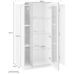 Vetrina Bianco e Acero con 3 Ante Mobile Moderno Credenza da Ingresso