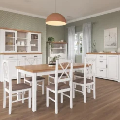 Vetrina Credenza da Salotto con 2 Ante in Legno Massello Bianco Rovere