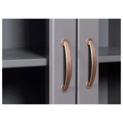 Vetrina Credenza Grigia Alta Mobile 2 Ante con Cassetti da Cucina Legno