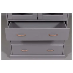 Vetrina Credenza Grigia Alta Mobile 2 Ante con Cassetti da Cucina Legno