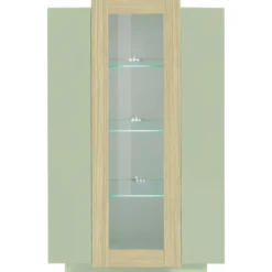 Vetrina Mobile 3 Ante Verde Salvia Rovere Moderna 5 Ripiani Soggiorno