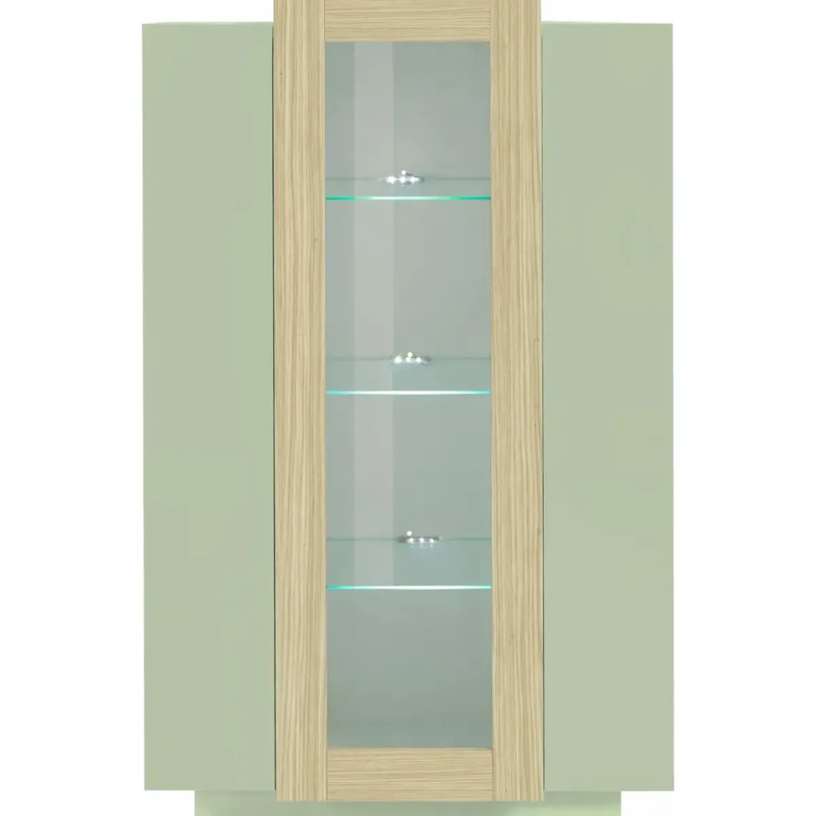 Vetrina Mobile 3 Ante Verde Salvia Rovere Moderna 5 Ripiani Soggiorno