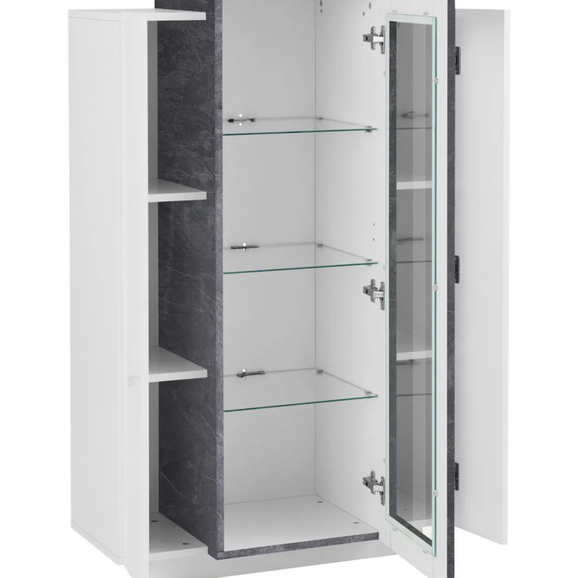 Vetrina Mobile da Ingresso con 3 Ante Design Moderno Bianco e Grigio