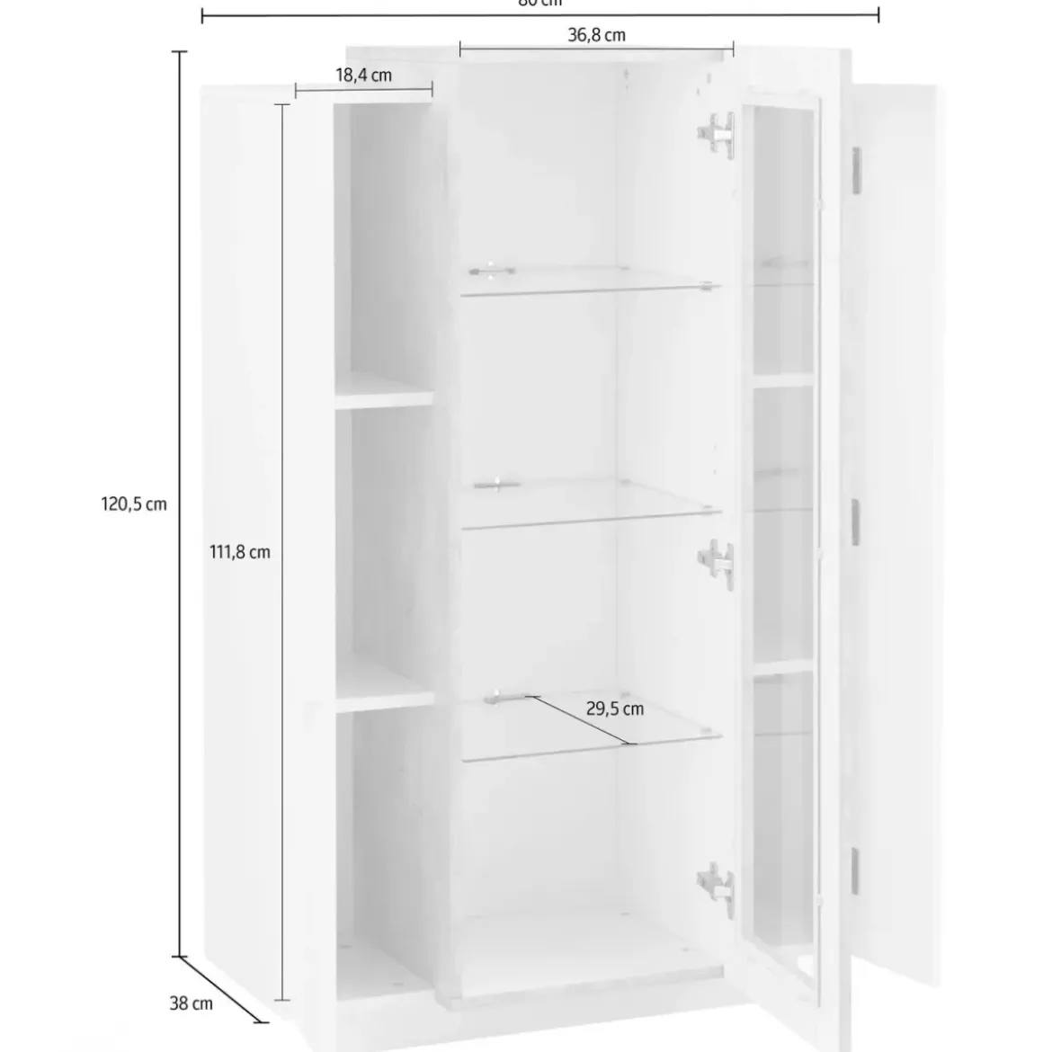 Vetrina Mobile da Soggiorno 3 Ante Beige Rovere Vetro Moderna 5 Ripiani
