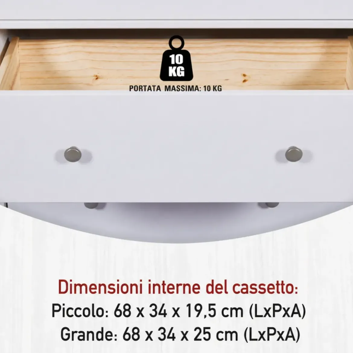 Vetrina Soggiorno Credenza Bianco 3 Cassetti 2 Ante in Legno MDF