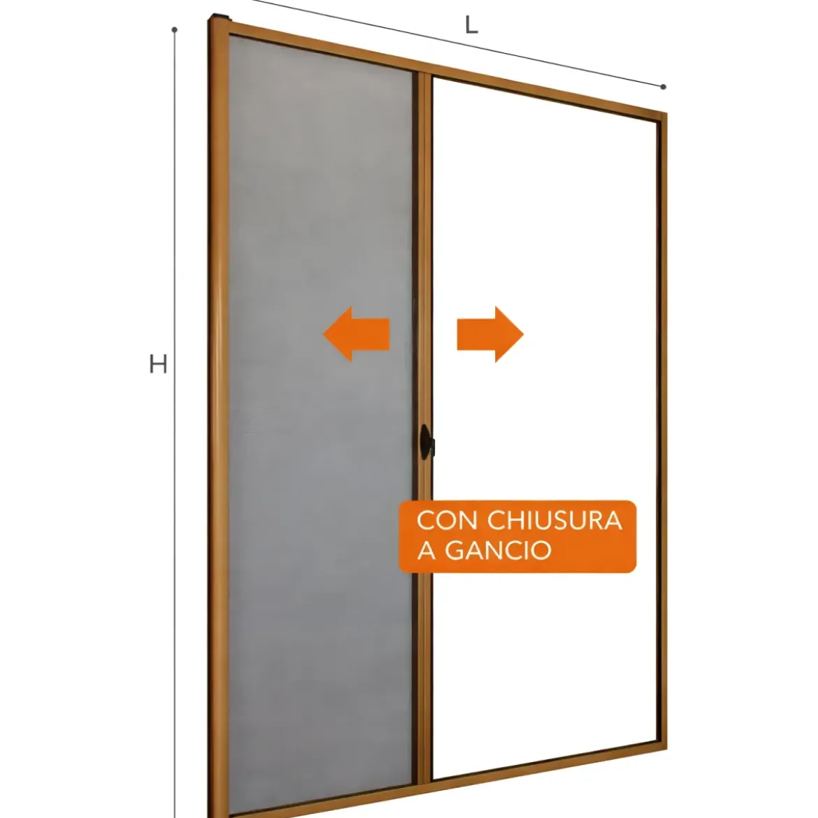 Zanzariera a Rullo Laterale per Porta Bronzo 150x250 Riducibile