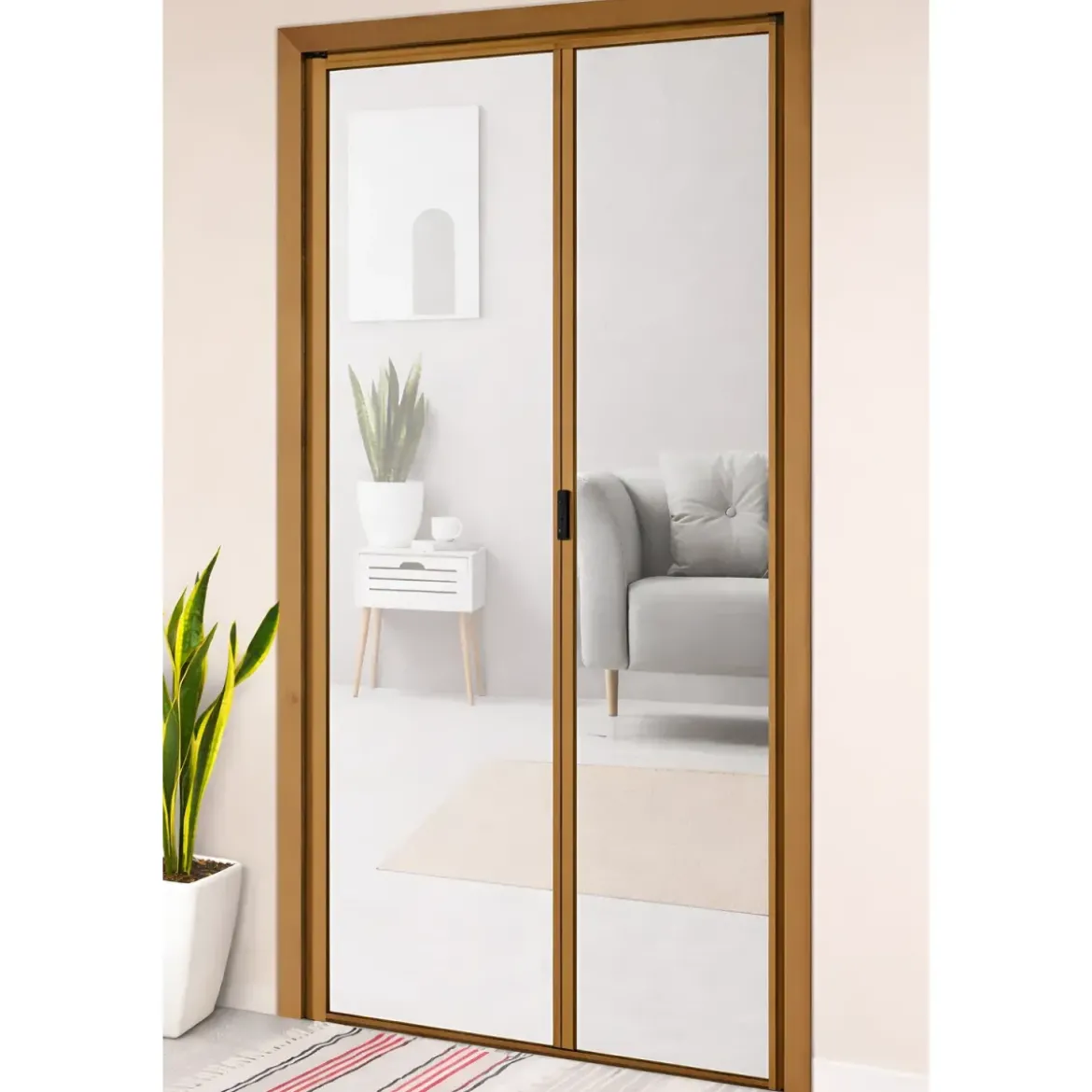 Zanzariera a Rullo Laterale per Porta Bronzo 150x250 Riducibile