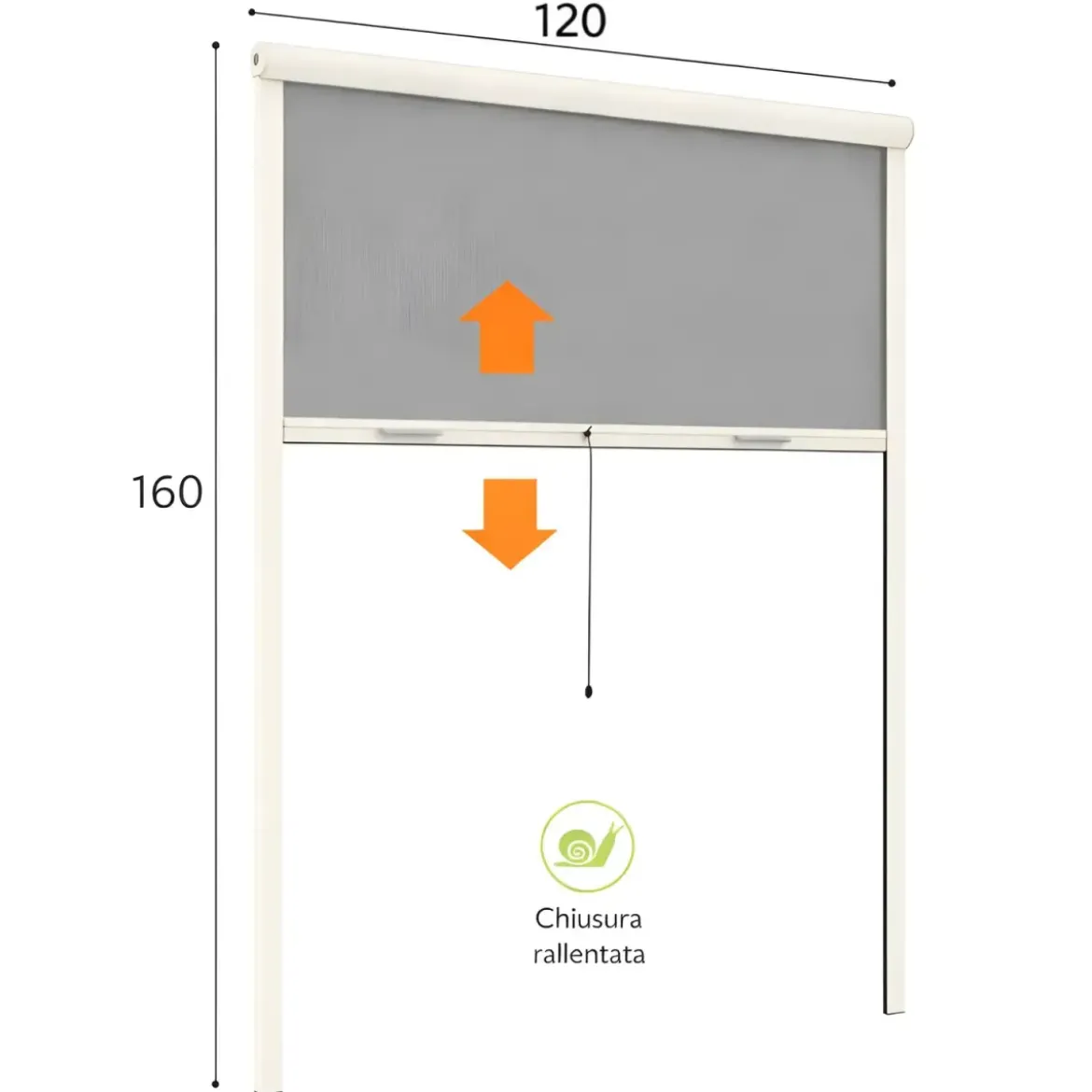 Zanzariera a Rullo Verticale 120x160 Riducibile in Alluminio Avorio