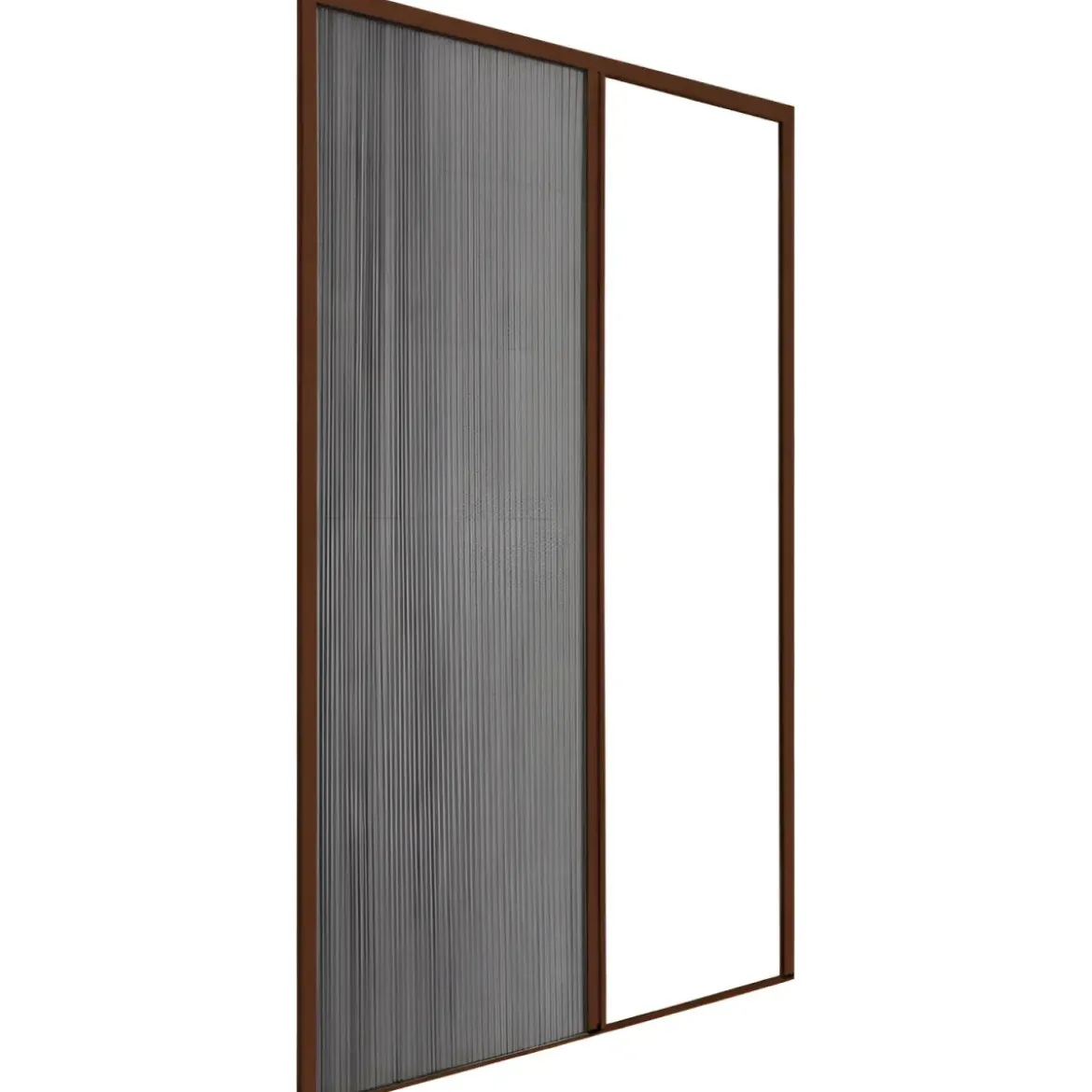 Zanzariera Plissettata Laterale Marrone Guida Bassa Porta 105x240