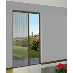 Zanzariera Plissettata Laterale Marrone Guida Bassa Porta 120X240