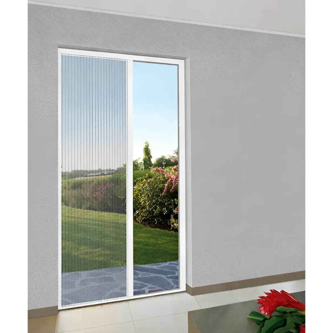 Zanzariera Plissettata Laterale Bianco Guida Bassa Porta 150x240